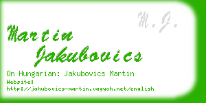 martin jakubovics business card